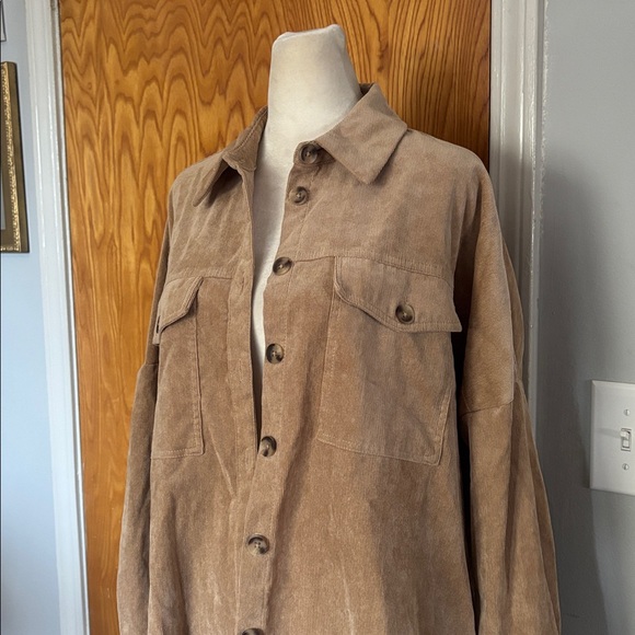 Stradivarius Light Brown Corduroy Shirt Jacket - Picture 2 of 6